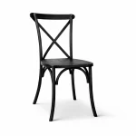 Vorderansicht Crossback Stuhl schwarz aus Holz kaufen für Gastronomie und Events
