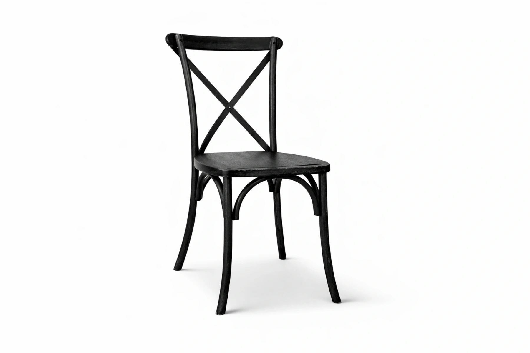 Vorderansicht Crossback Stuhl schwarz aus Holz kaufen für Gastronomie und Events