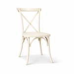 Vorderansicht Crossback Stuhl Lemonweiß Massivholz kaufen für Hochzeit und Gastronomie