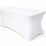 Eckige Stretch Tischdecke weiß kaufen für Banketttische, Hochzeit und Gastronomie