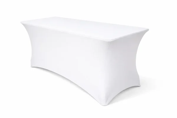 Eckige Stretch Tischdecke weiß kaufen für Banketttische, Hochzeit und Gastronomie