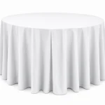 Runde bodenlange Tischdecke weiß kaufen für Banketttische, Hochzeit und Gastronomie