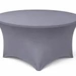 Runde Stretch Tischdecke grau kaufen für Banketttische, Hochzeit und Gastronomie