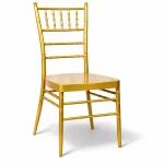 Vorderansicht Chiavari Stuhl gold aus Kunststoff kaufen für Hochzeit und Events