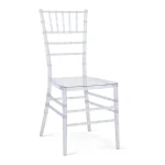 Vorderansicht transparenter Chiavari Stuhl aus Kunststoff kaufen für Hochzeit und Eventausstattung