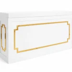 Eckige Aurelia Theke weiß mit goldener Verzierung kaufen für Event, Messe und Gastronomie