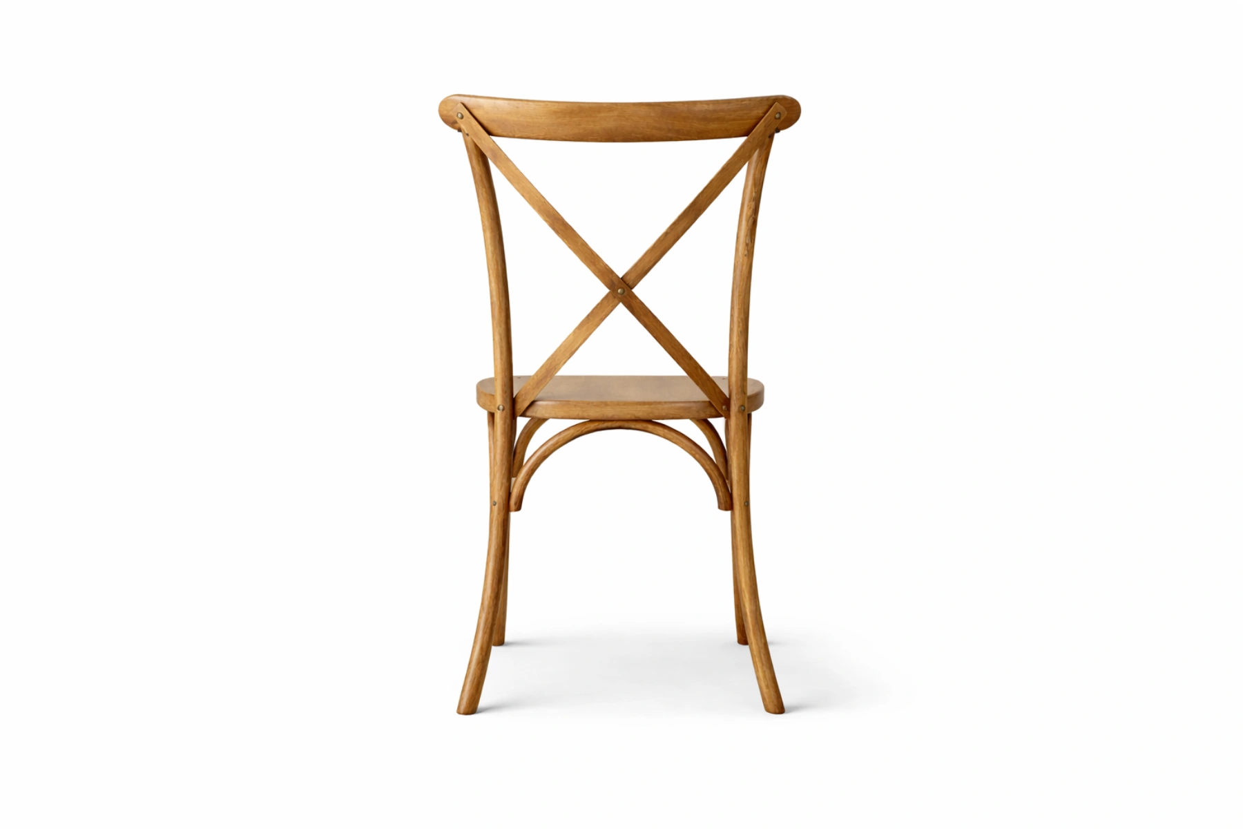 Rückansicht Crossback Stuhl braun kaufen Holzstuhl für Gastronomie und Events